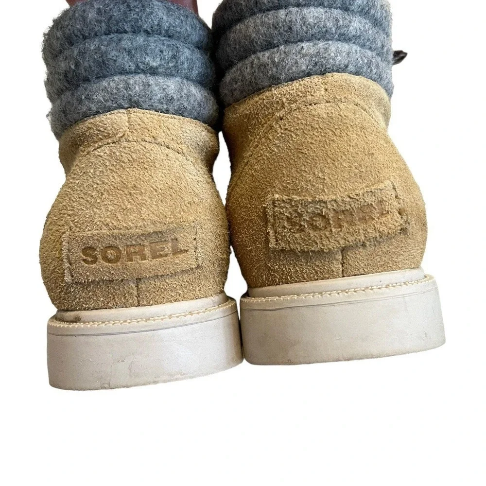 Sorel‎ Ainsley Conquest Hiking Boot Size 7 Oatmeal Tan Suede Leather Waterproof